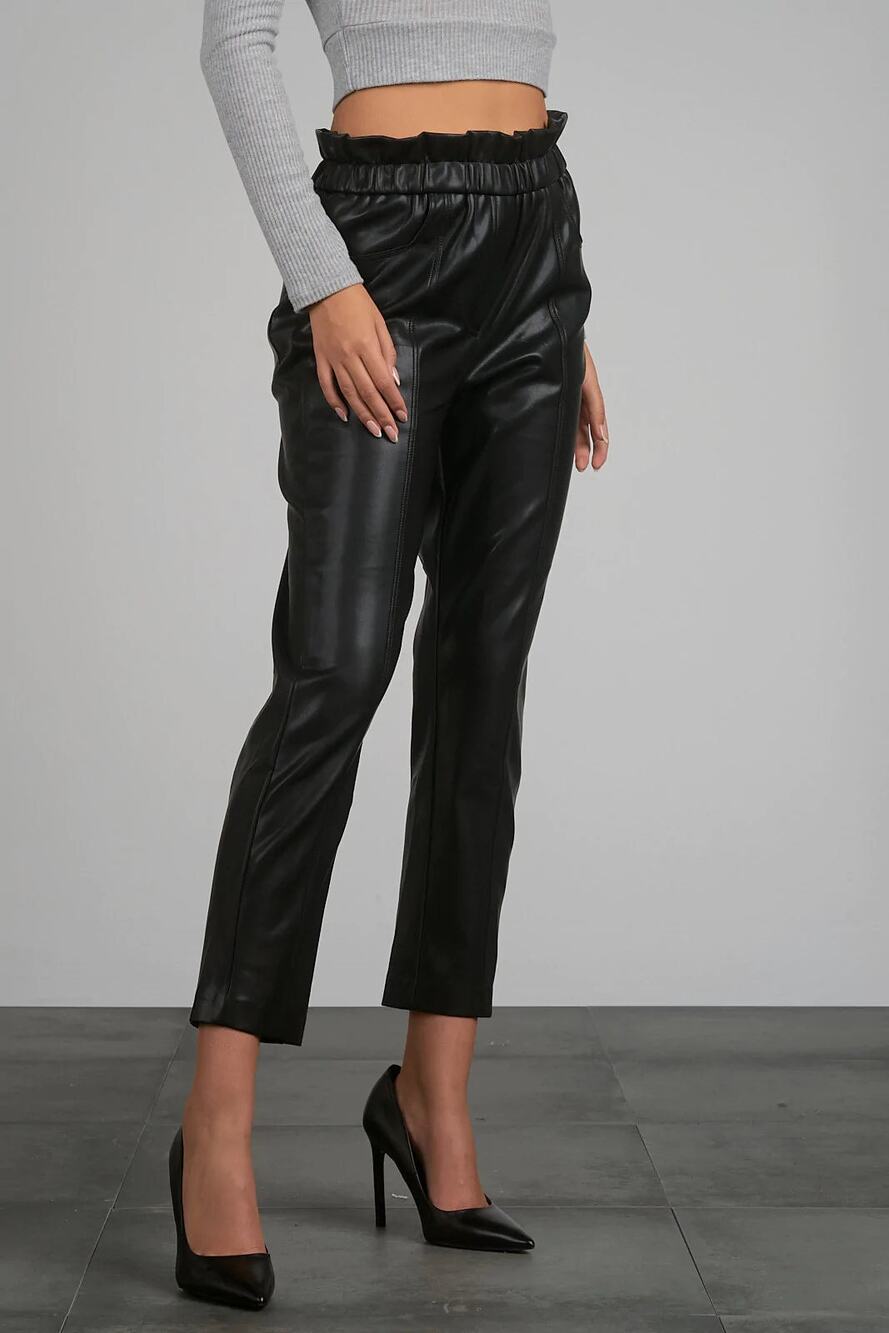 Elan Black Ruffle Elastic Waistband Pants Size S
